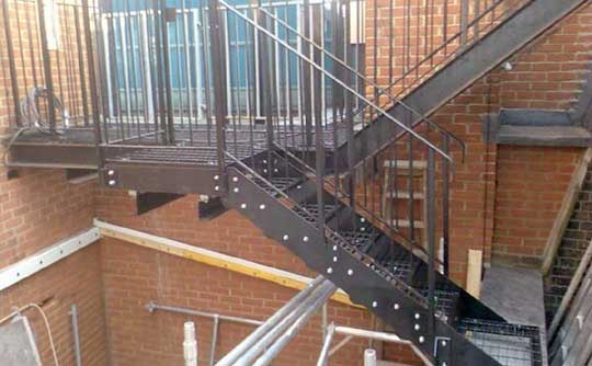 Steel staircase for external fire escape in Tottenham, London