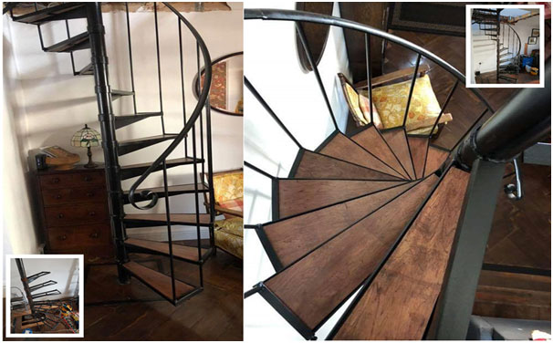 Space saving sprial staircase with timber treads in Colchester, Essex