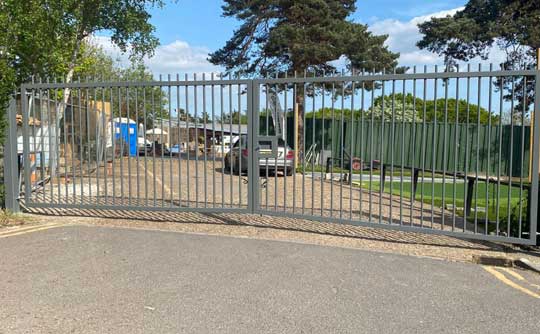 Extra large site security gates for commercial unit in Eastwood, Essex