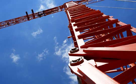 Point of view of construction site crane