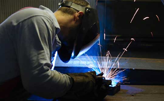 Mig welding at SMF workshop in Wickford, Essex