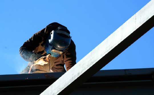 Stick welding on rooftop on site job in London